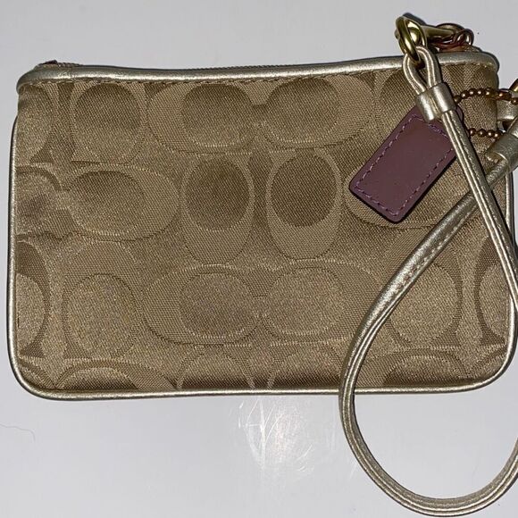 Coach Poppy Women's Tan Signature Logo Wristlet Handbag One Size - Picture 4 of 6